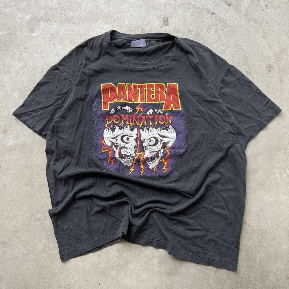 Vintage Pantera Domination T Shirt XL 90s Therapy Through Power USA Band Tee